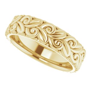 14K Yellow 5 mm Floral Band Size 7 - BN & CO JEWELRY