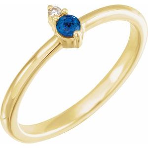 14K Yellow Natural Blue Sapphire & .015 CT Natural Diamond Ring - BN & CO JEWELRY