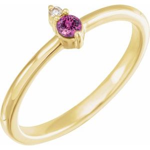 14K Yellow Natural Pink Sapphire & .015 CT Natural Diamond Ring - BN & CO JEWELRY
