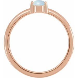14K Rose Natural White Opal Cabochon Ring - BN & CO JEWELRY