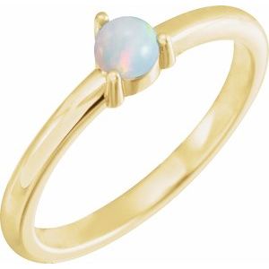 14K Yellow Natural White Opal Cabochon Ring - BN & CO JEWELRY