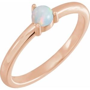 14K Rose Natural White Opal Cabochon Ring - BN & CO JEWELRY