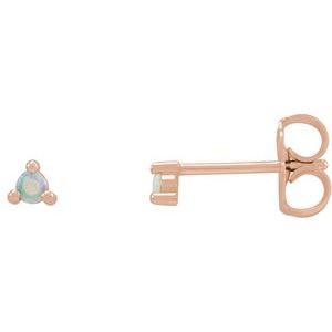 14K Rose 3.5 mm Round Natural White Opal Earrings - BN & CO JEWELRY