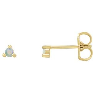 14K Yellow 5 mm Round Natural White Opal Earrings - BN & CO JEWELRY