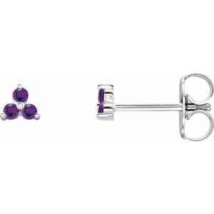 Sterling Silver Natural Amethyst Three Stone Earrings - BN & CO JEWELRY