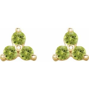 14K Yellow Natural Arizona Peridot Three Stone Earrings - BN & CO JEWELRY