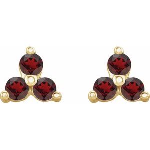 14K Yellow Natural Mozambique Garnet Three Stone Earrings - BN & CO JEWELRY