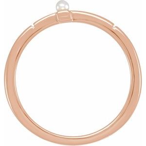 14K Rose Cultured Akoya Pearl Sideways Cross Ring - BN & CO JEWELRY