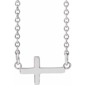 Sterling Silver 12x5.9 mm Sideways Cross 16-18" Necklace - BN & CO JEWELRY