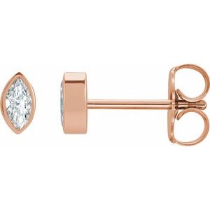 14K Rose .04 CTW Natural Diamond Solitaire Bezel-Set Earrings - BN & CO JEWELRY