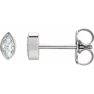 14K White .06 CTW Natural Diamond Solitaire Bezel-Set Earrings - BN & CO JEWELRY