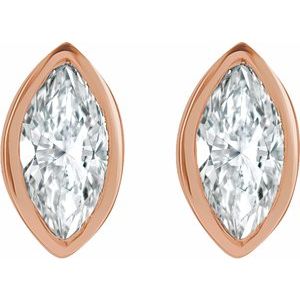 14K Rose 1/10 CTW Natural Diamond Solitaire Bezel-Set Earrings - BN & CO JEWELRY