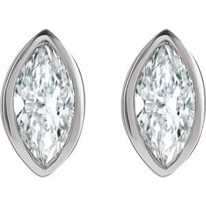 14K White 1/6 CTW Natural Diamond Solitaire Bezel-Set Earrings - BN & CO JEWELRY