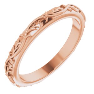14K Rose 2.8 mm Floral Band Size 6.5 - BN & CO JEWELRY