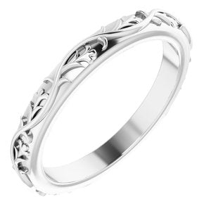 14K White 2.8 mm Floral Band Size 6.5 - BN & CO JEWELRY