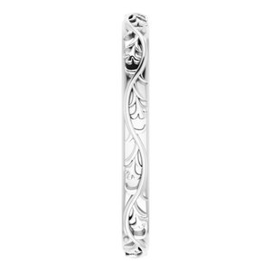 14K White 2.8 mm Floral Band Size 6.5 - BN & CO JEWELRY