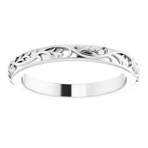 14K White 2.8 mm Floral Band Size 6.5 - BN & CO JEWELRY