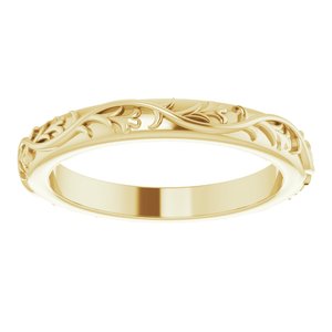 14K Yellow 2.8 mm Floral Band Size 5 - BN & CO JEWELRY