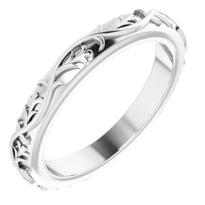 Sterling Silver 2.8 mm Floral Band Size 4 - BN & CO JEWELRY