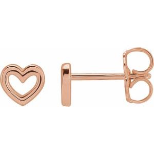 14K Rose 5.29x5 mm Heart Earrings - BN & CO JEWELRY