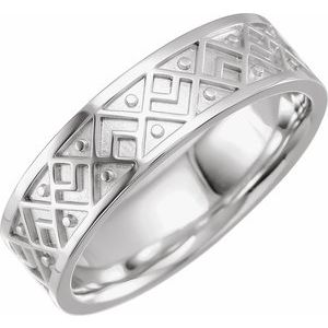 14K White 6 mm Geometric Band Size 10 - BN & CO JEWELRY