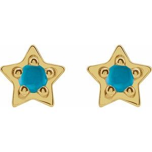 14K Yellow Natural Turquoise Petite Star Earrings - BN & CO JEWELRY