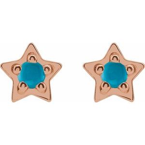 14K Rose Natural Turquoise Petite Star Earrings - BN & CO JEWELRY