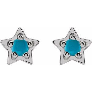 Sterling Silver Natural Turquoise Petite Star Earrings - BN & CO JEWELRY