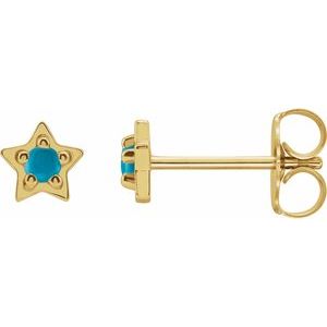 14K Yellow Natural Turquoise Petite Star Earrings - BN & CO JEWELRY
