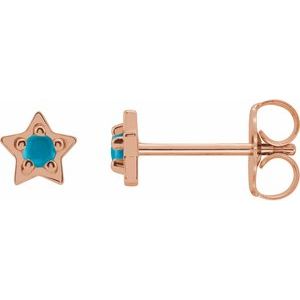 14K Rose Natural Turquoise Petite Star Earrings - BN & CO JEWELRY