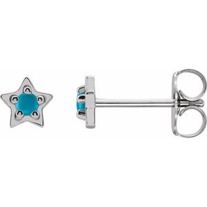 Sterling Silver Natural Turquoise Petite Star Earrings - BN & CO JEWELRY