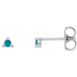 Sterling Silver 5 mm Round Natural Turquoise Earrings - BN & CO JEWELRY