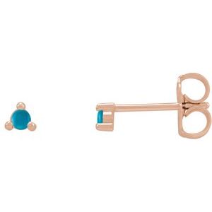 14K Rose 4 mm Round Natural Turquoise Earrings - BN & CO JEWELRY