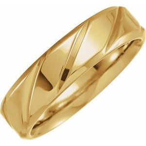 14K Yellow 6 mm Diagonal Design Band Size 10 - BN & CO JEWELRY