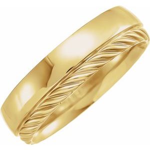 14K Yellow Single Sided Rope Edge Band - BN & CO JEWELRY