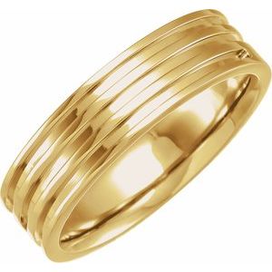 14K Yellow Grooved Band - BN & CO JEWELRY