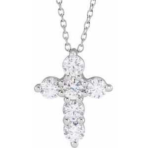 14K White 1 CTW Lab-Grown Diamond Cross 18" Necklace - BN & CO JEWELRY