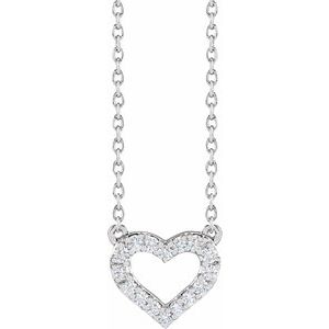 14K White 1/5 CTW Lab-Grown Diamond Heart 16-18" Necklace - BN & CO JEWELRY