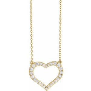14K Yellow 3/8 CTW Lab-Grown Diamond Heart 16-18" Necklace - BN & CO JEWELRY