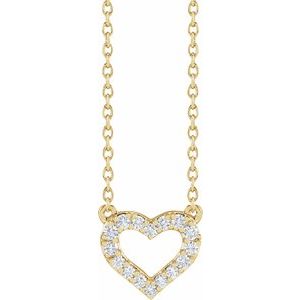 14K Yellow 1/5 CTW Lab-Grown Diamond Heart 16-18" Necklace - BN & CO JEWELRY