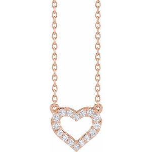 14K Rose 1/5 CTW Lab-Grown Diamond Heart 16-18" Necklace - BN & CO JEWELRY