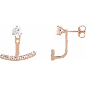 14K Rose 1/5 CTW Lab-Grown Diamond Curved Bar Earring Jackets - BN & CO JEWELRY
