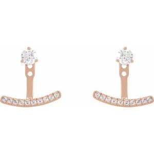 14K Rose 1/5 CTW Lab-Grown Diamond Curved Bar Earring Jackets - BN & CO JEWELRY