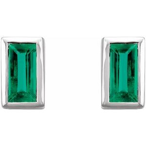 14K White Emerald Bezel-Set Earrings - BN & CO JEWELRY