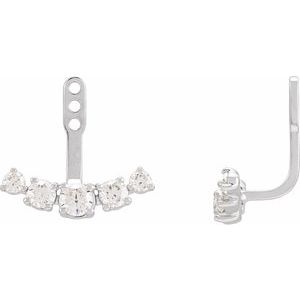 14K White 1 CTW Lab-Grown Diamond Curved Bar Earring Jackets - BN & CO JEWELRY