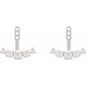 14K White 1 CTW Lab-Grown Diamond Curved Bar Earring Jackets - BN & CO JEWELRY