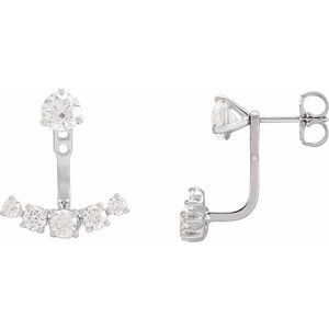 14K White 1 CTW Lab-Grown Diamond Curved Bar Earring Jackets - BN & CO JEWELRY