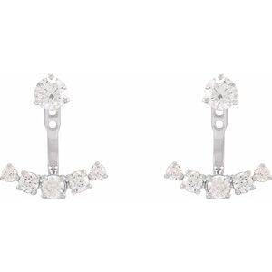 14K White 1 CTW Lab-Grown Diamond Curved Bar Earring Jackets - BN & CO JEWELRY