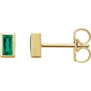 14K Yellow Emerald Bezel-Set Earrings - BN & CO JEWELRY