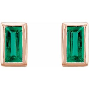 14K Yellow Emerald Bezel-Set Earrings - BN & CO JEWELRY